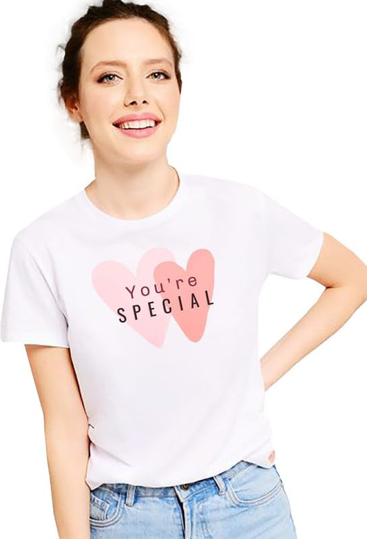 You're Special Heart Graphic White T-Shirt
