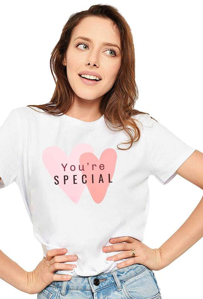 You're Special Heart Graphic White T-Shirt