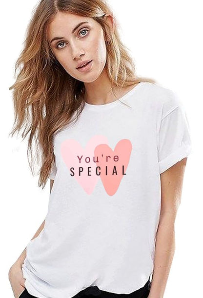 You're Special Heart Graphic White T-Shirt