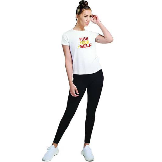 Push Yourself White Graphic T-Shirt