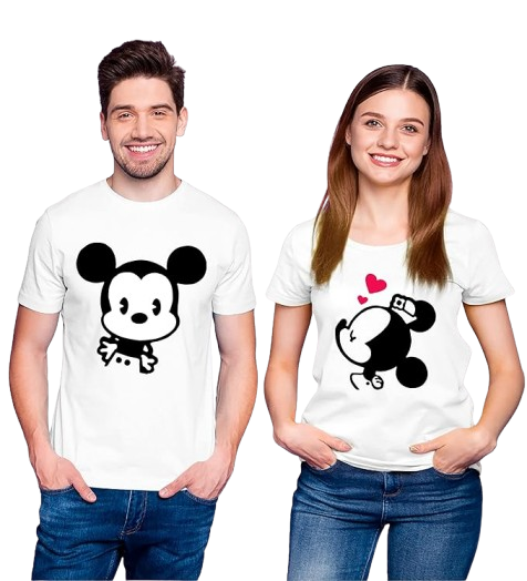 Mickey Mouse Graphic Print Couple T-Shirt – Fun & Matching Style