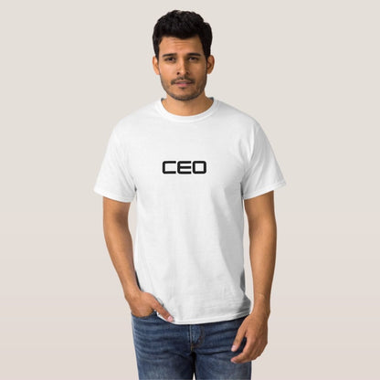 "CEO" Statement White Cotton T-Shirt – Bold, Minimalist Design
