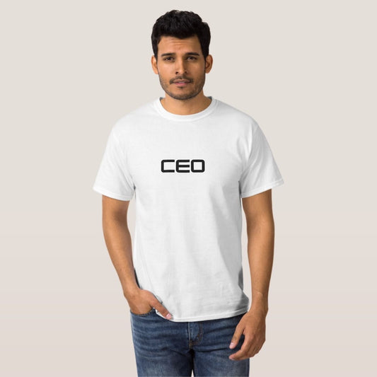 "CEO" Statement White Cotton T-Shirt – Bold, Minimalist Design