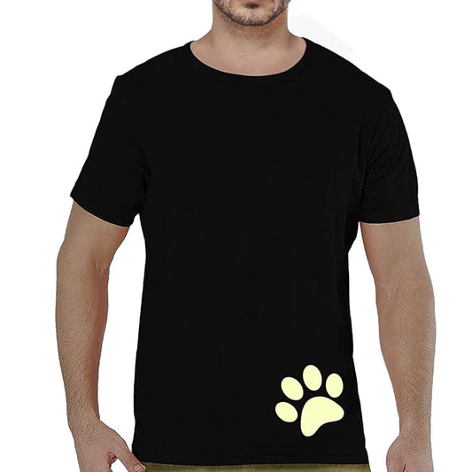 Glow Paw Print Minimal Black T-Shirt