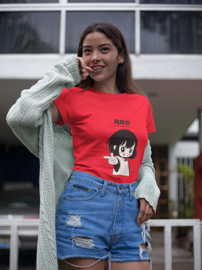 Sassy Cartoon Girl Graphic Blue T-Shirt