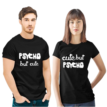 Psycho But Cute Couple T-Shirt Set