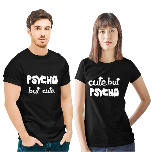 Psycho But Cute Couple T-Shirt Set