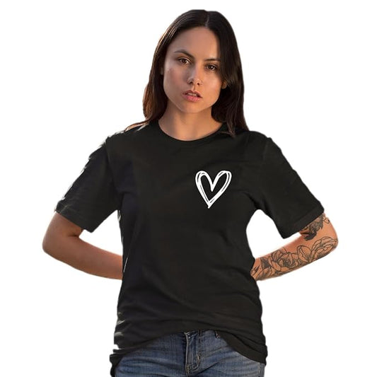 Minimal Heart Graphic Black T-Shirt