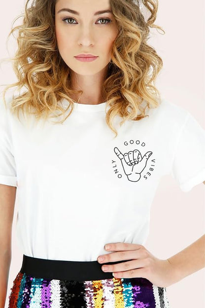 "Only Good Vibes Hand Graphic T-Shirt – Minimal Chic Edition"