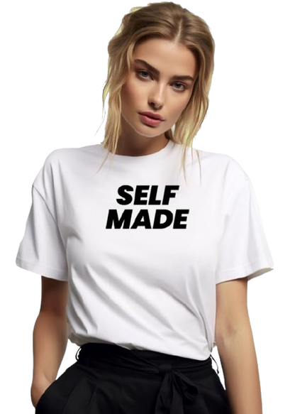 Self Made Graphic Print Women’s T-Shirt – Empowering Cotton Casual Tee