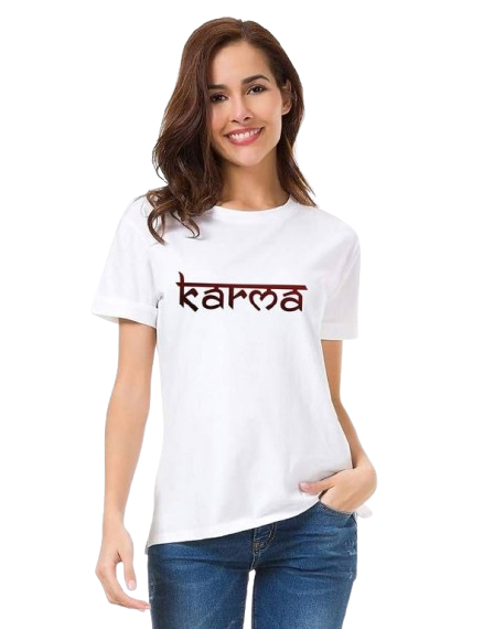Karma Graphic Print Women’s T-Shirt – Inspirational Cotton Casual Tee