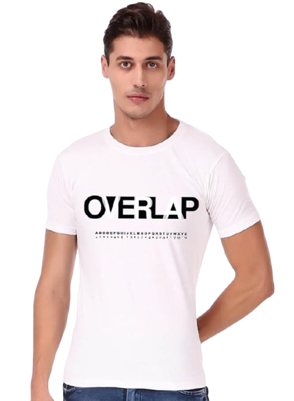 Overlap Typography Graphic Print Men’s T-Shirt – Minimal Cotton Casual Tee