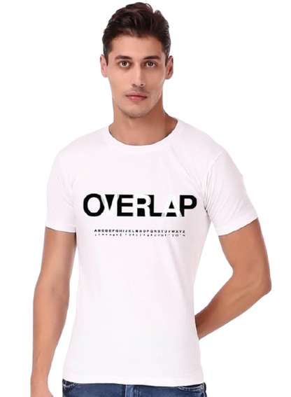 Overlap Typography Graphic Print Men’s T-Shirt – Minimal Cotton Casual Tee