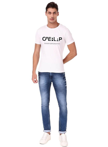 Overlap Typography Graphic Print Men’s T-Shirt – Minimal Cotton Casual Tee