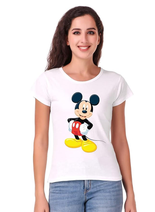 Mickey Mouse Classic Graphic Print Women’s T-Shirt – Cute Cartoon Cotton Tee
