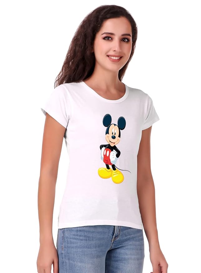 Mickey Mouse Classic Graphic Print Women’s T-Shirt – Cute Cartoon Cotton Tee