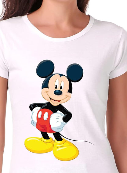 Mickey Mouse Classic Graphic Print Women’s T-Shirt – Cute Cartoon Cotton Tee