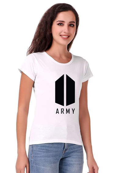 BTS Army Logo Graphic Print Women’s T-Shirt – K-Pop Cotton Casual Tee