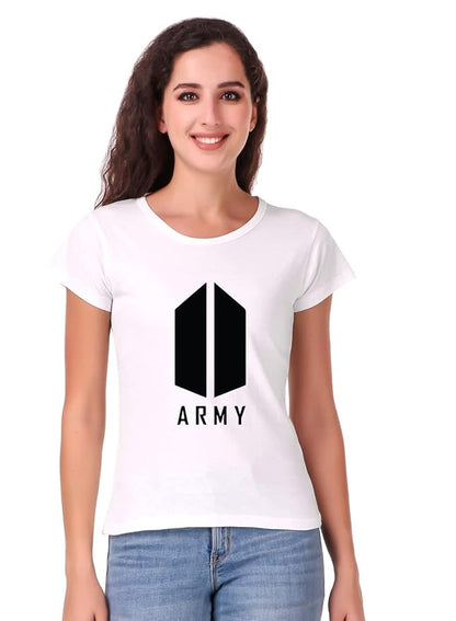 BTS Army Logo Graphic Print Women’s T-Shirt – K-Pop Cotton Casual Tee