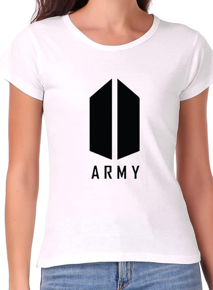 BTS Army Logo Graphic Print Women’s T-Shirt – K-Pop Cotton Casual Tee