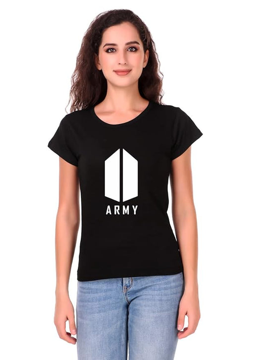 BTS Army Logo Graphic Print Women’s T-Shirt – K-Pop Cotton Casual Tee
