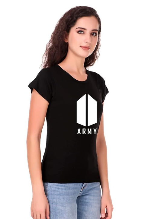 BTS Army Logo Graphic Print Women’s T-Shirt – K-Pop Cotton Casual Tee