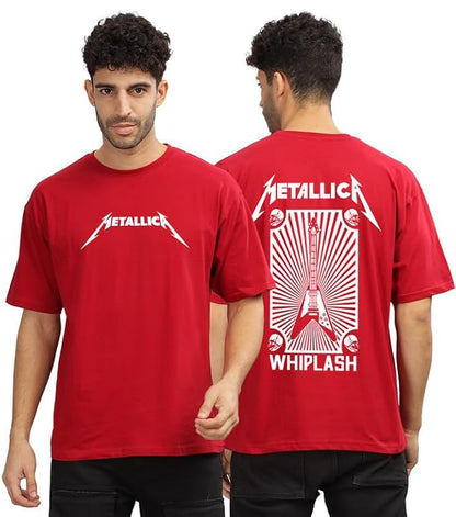 Metallica Whiplash Graphic Print Oversized Men’s T-Shirt – Rock Band Cotton Streetwear Tee