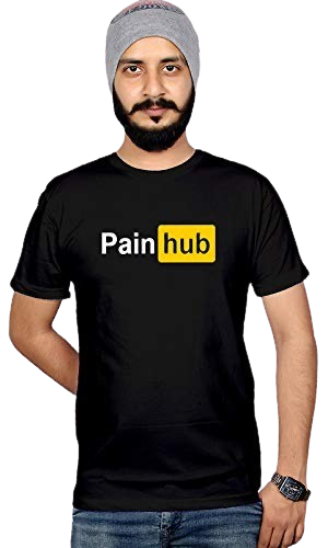 Pain Hub Funny Graphic Print Men’s T-Shirt – Humor Cotton Casual Tee