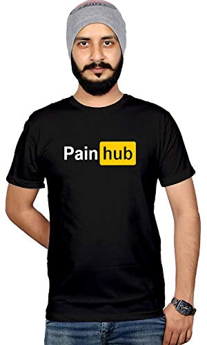PD Clori Men's "Painhub" Funny Meme T-Shirt – Cotton | Black