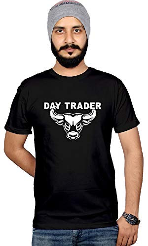 PD Clori Men's "Day Trader" Bull Graphic Printed T-Shirt – Black | Cotton