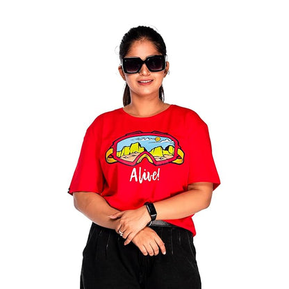 Alive Graphic Print Women’s T-Shirt – Minimal Motivational Cotton Casual Tee