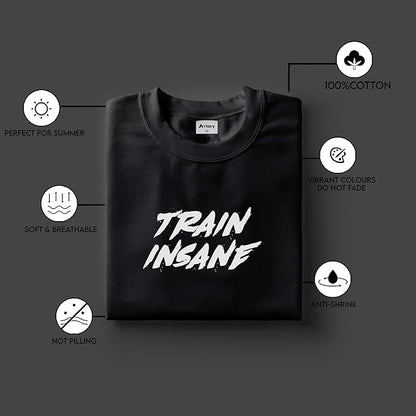 "Train Insane" Motivational Gym T-Shirt – Unisex Cotton Workout Tee