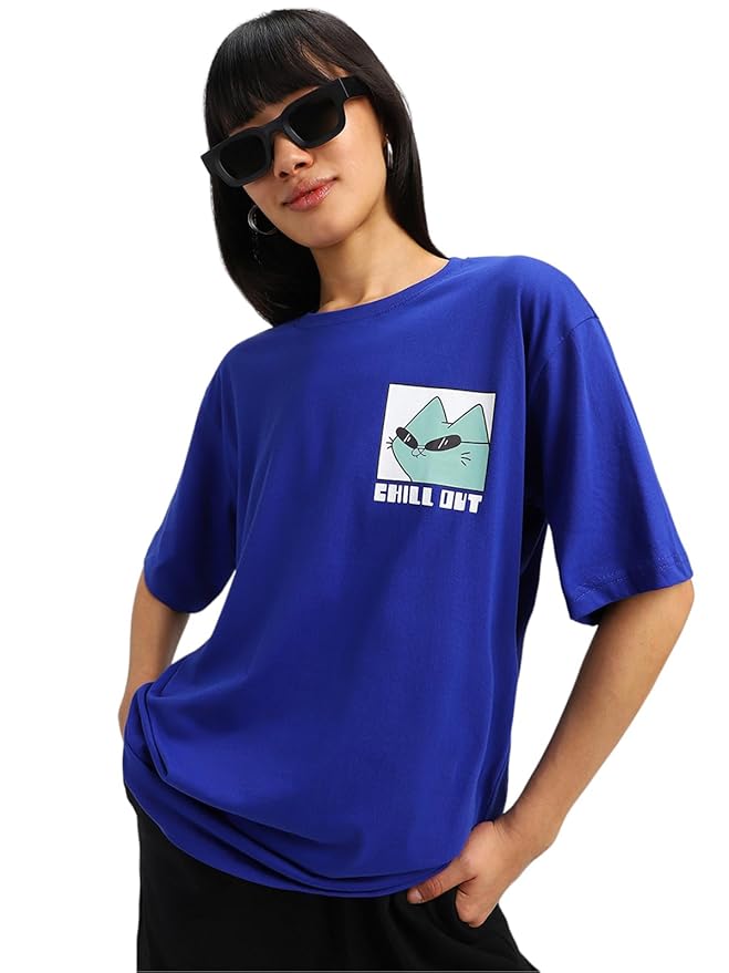 "Chill Out Cat Graphic Oversized T-Shirt & Joggers Set – Comfy Streetwear Vibes"