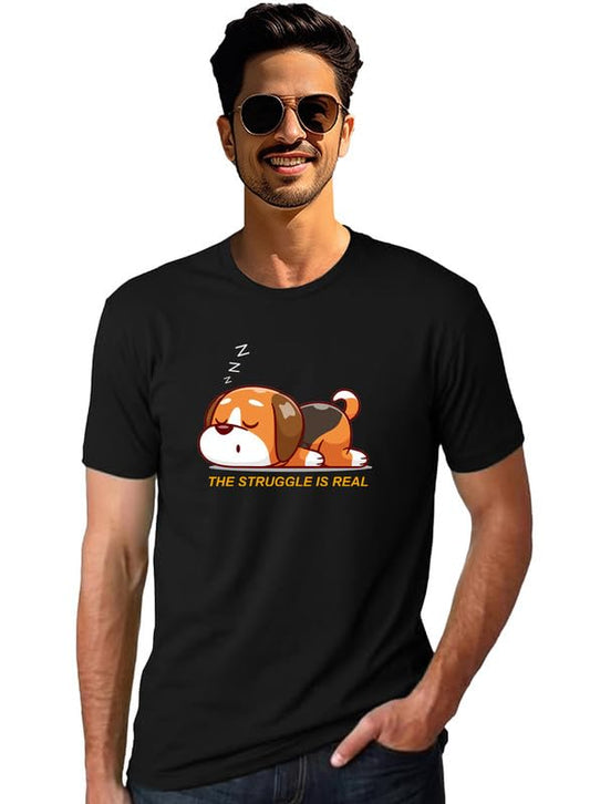 "The Struggle is Real – Lazy Dog Graphic Men’s T-Shirt"
