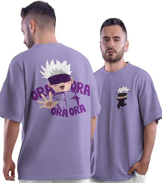 Anime Gojo Graphic Print Oversized Men’s T-Shirt – Streetwear Cotton Tee