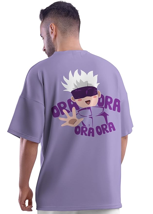 Anime Gojo Graphic Print Oversized Men’s T-Shirt – Streetwear Cotton Tee