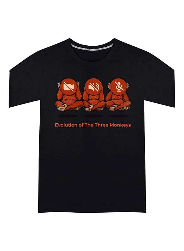 Evolution of the Three Monkeys Graphic Print Men’s T-Shirt – Artistic Cotton Casual Tee