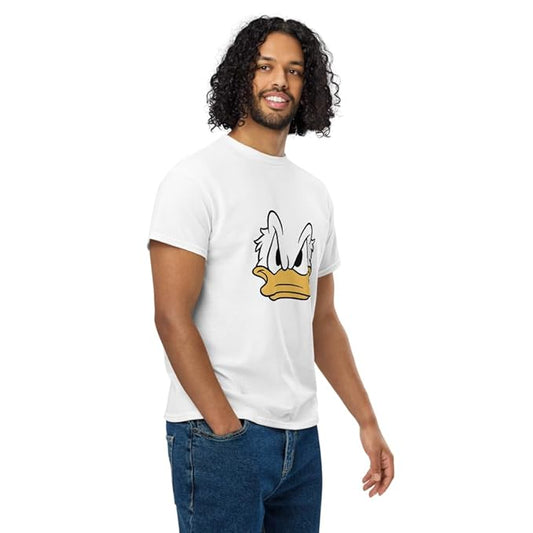 Angry Duck Face Graphic T-Shirt – Minimal Cartoon Design (White)