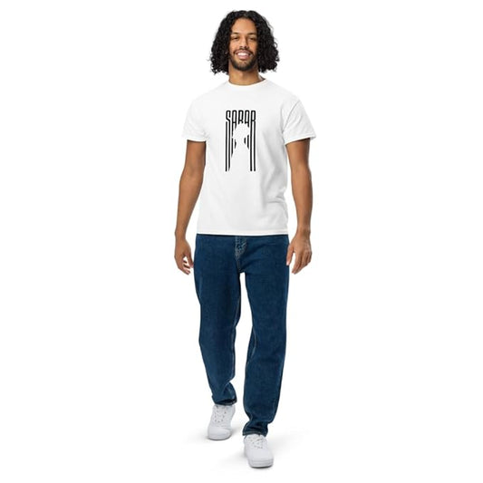 SABAR Vertical Typography T-Shirt – Mindful Minimalism (White)