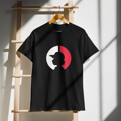 Title: Dual Face Silhouette Graphic Printed T-Shirt