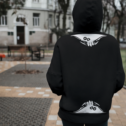 Peek-A-Boo Eyes Black Hoodie - Unisex Design