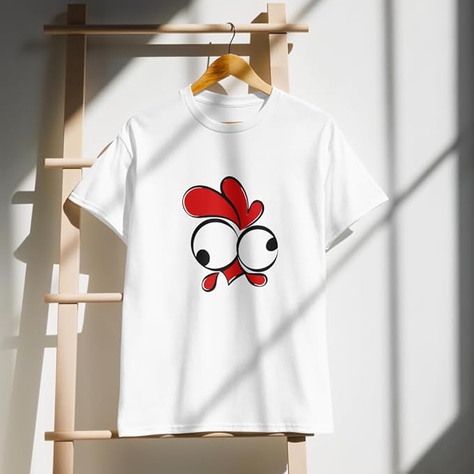 Goofy Chicken Face Graphic T-Shirt