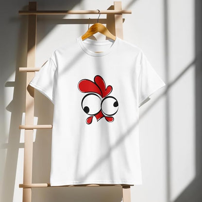 Goofy Chicken Face Graphic T-Shirt