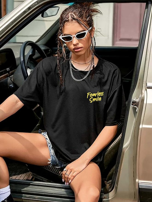 Fearless Smile Minimal Graphic Oversized T-Shirt