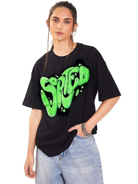Neon Green “Shred” Graphic Oversized T-Shirt – Streetwear Cotton Tee