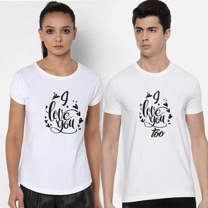 “I Love You & I Love You Too” Couple T-Shirt Set – Romantic Matching Cotton Tees