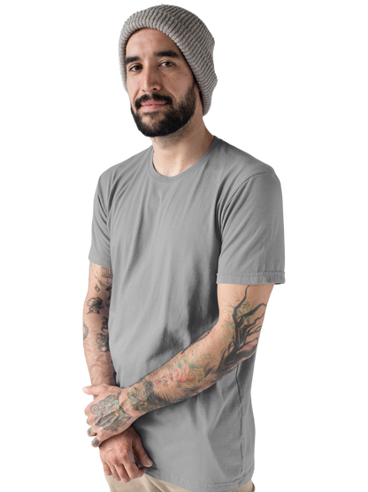 Men’s Solid Grey Classic Crew Neck T-Shirt – Regular Fit