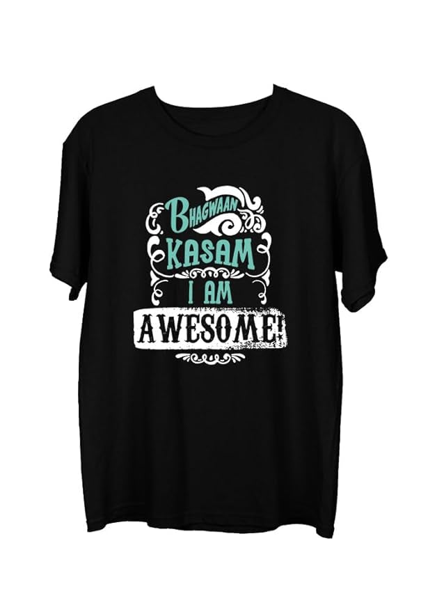 Bhagwaan Ki Kasam I Am Awesome Graphic Print Men’s T-Shirt – Funny Hindi Cotton Casual Tee