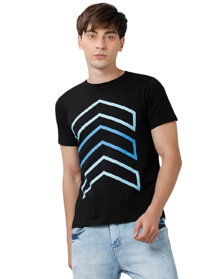 Blue Arrow Graphic Print Men’s Black T-Shirt