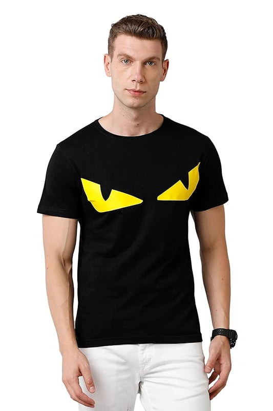 Yellow Eye Graphic Printed Black T-Shirt for Men | Bold & Edgy Streetwear by PD Clori